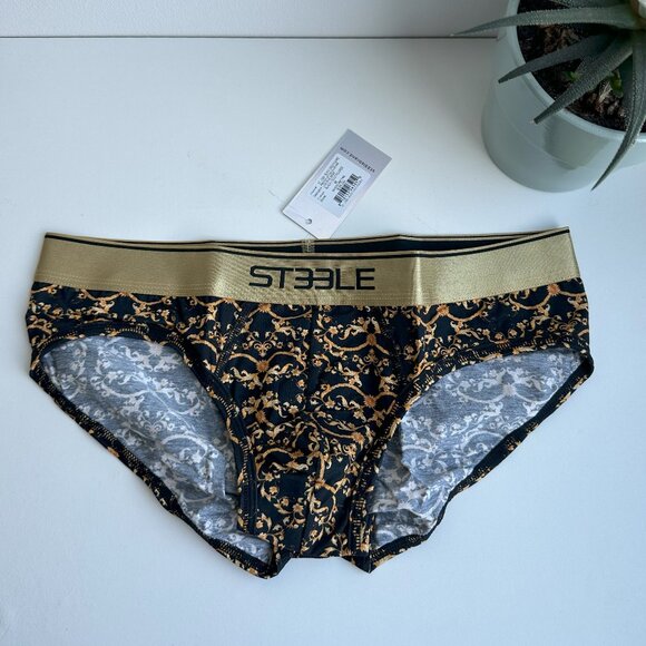 ST33LE - Black Gold Filigree Recycled Polyester Low-rise Brief (M) - Picture 3 of 7